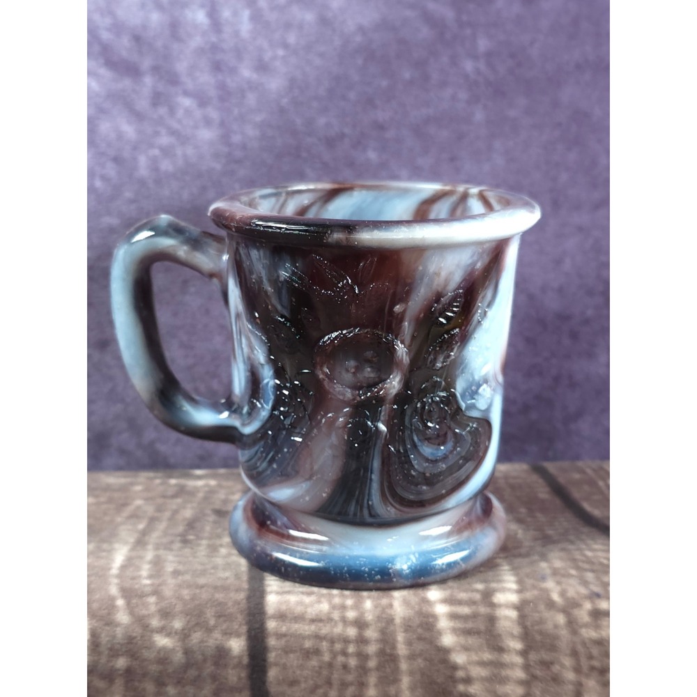 Vintage Purple Slag Glass Mug Bird Nest Embossed Small Coffee Tea Cup
